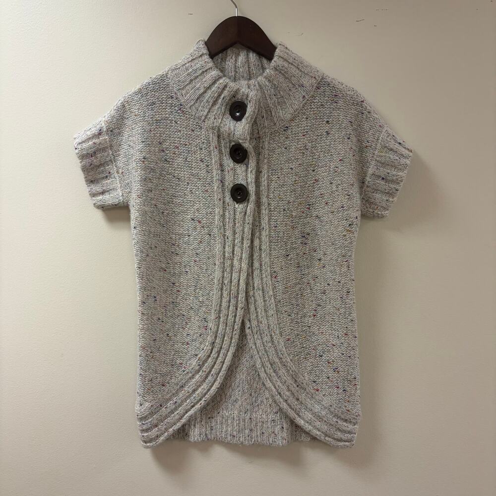 Decree Short Sleeve Chunky Knit Mock Neck Cardigan CabinCore Granola Morikei Med
